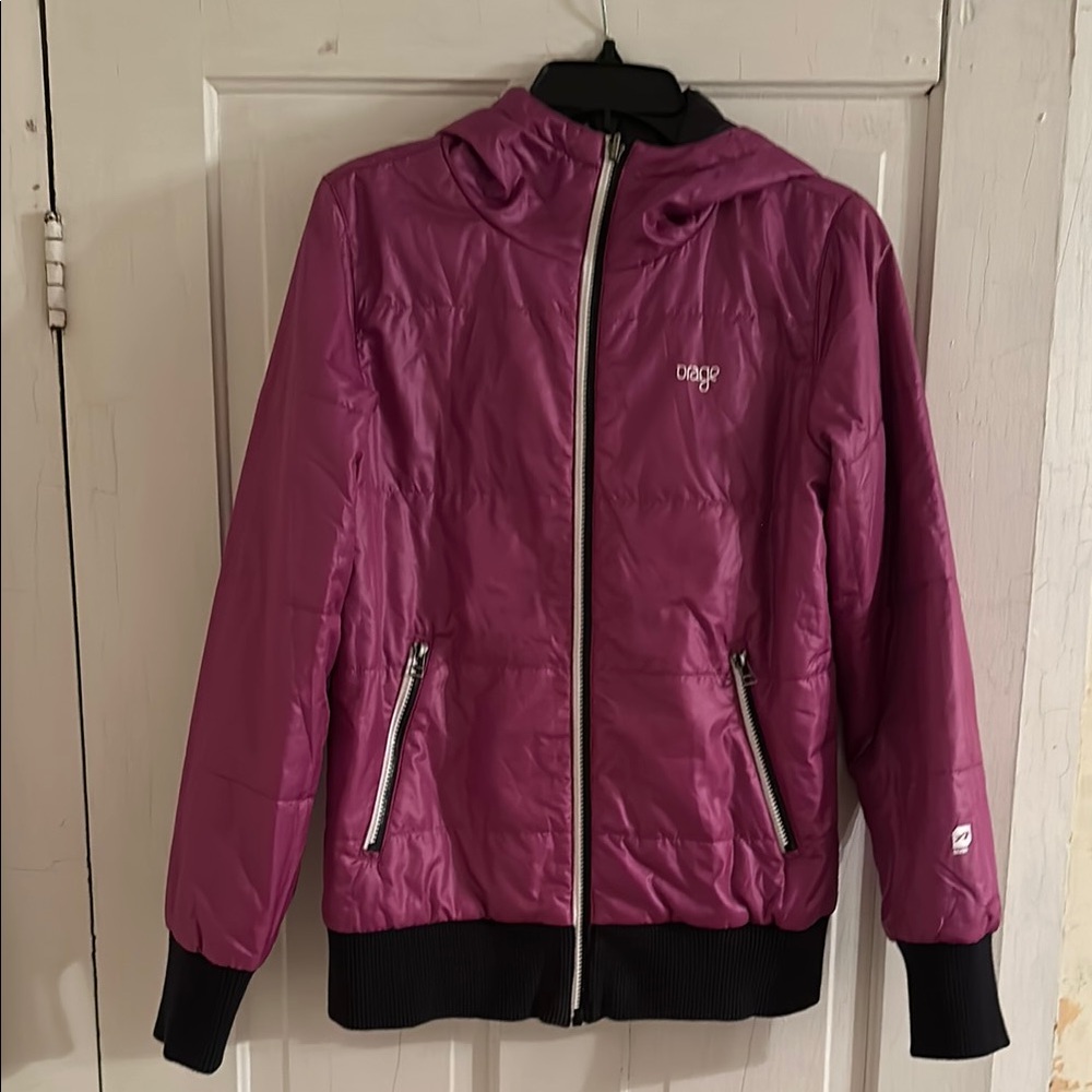 Orage Pink/Black two side Jacket with Glossy Finish and Black Cuffs